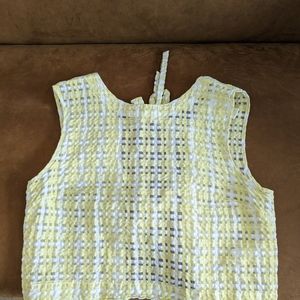 Anthropologie yellow and white top